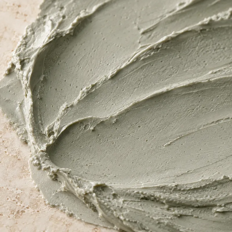 Textura de arcilla limpiadora y hoja de centella