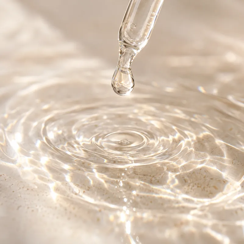 Gota de sérum brillante a contraluz